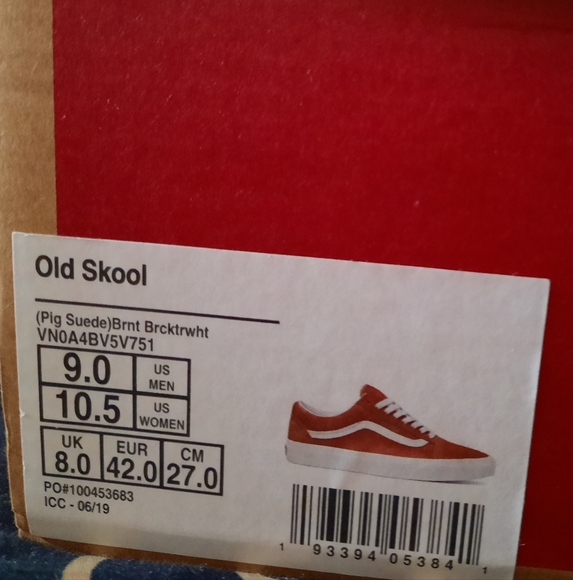 VANS Old Skool Suede Skate Sneakers burnt orange Men 9, Women 10.5 New In Box! - Picture 6 of 12